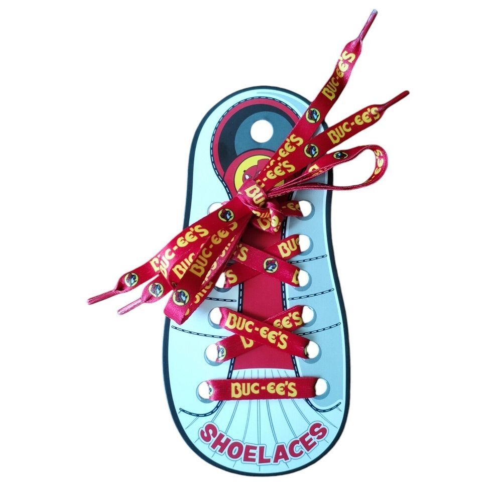 Buc-ee's Bucees Flat Shoe Laces Sport Sneaker Boot‎ Strings Beaver Red Yellow